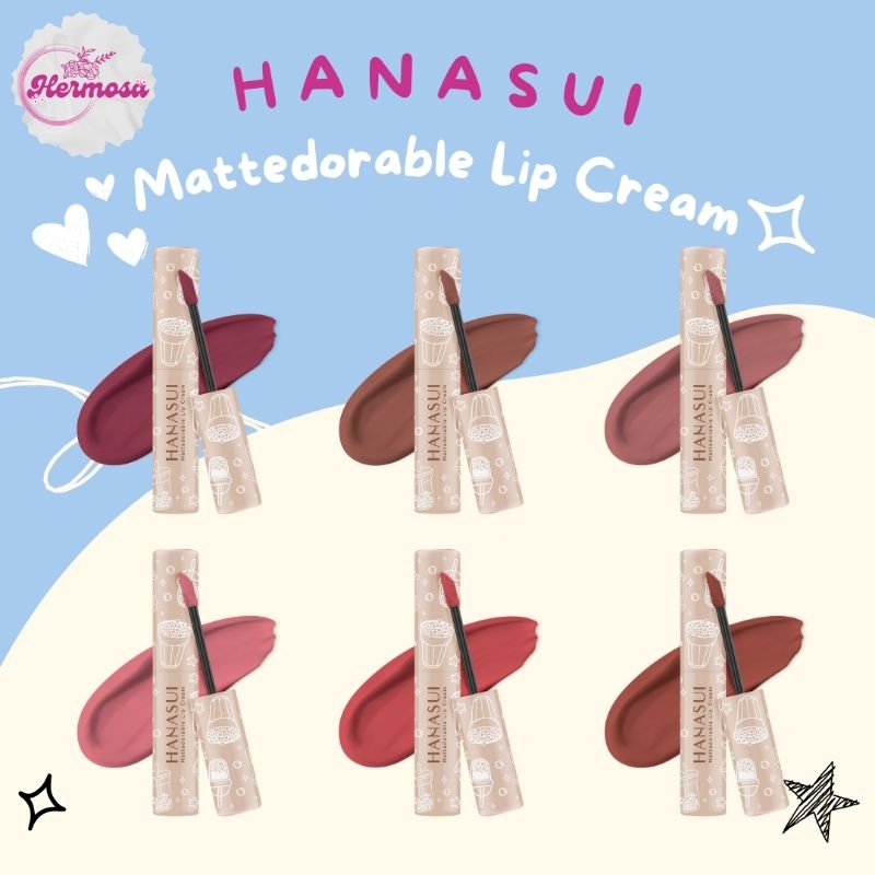 HANASUI Mattedorable Lip Cream Boba Edition 100% ORI BPOM | Lip cream matte transferproof pigmented 