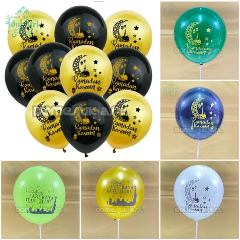 BALON LATEX RAMADHAN / Balon Latex sablon Selamat Hari Raya Idul Fitri / balon idul fitri