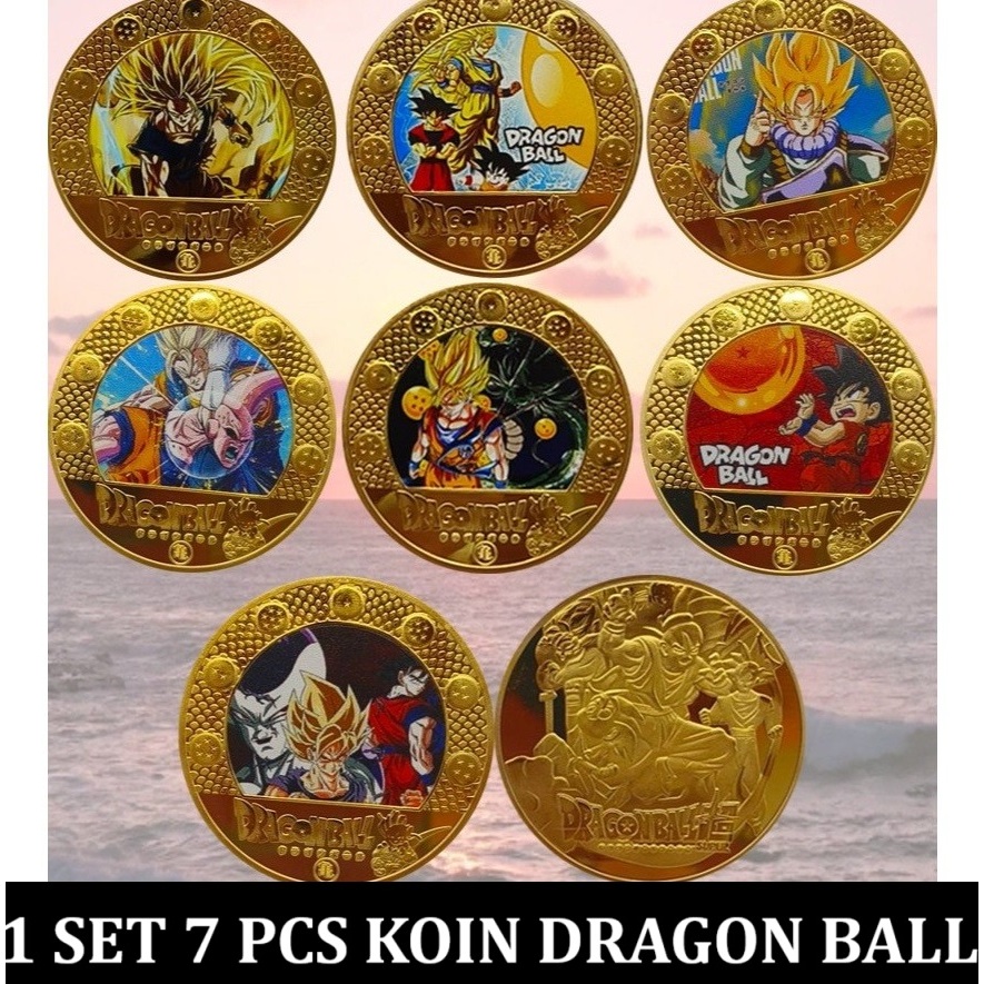 Exclusive 1 Set 7pcs Koin Emas gold Coin Dragon ball original import super premium colorfull warna p