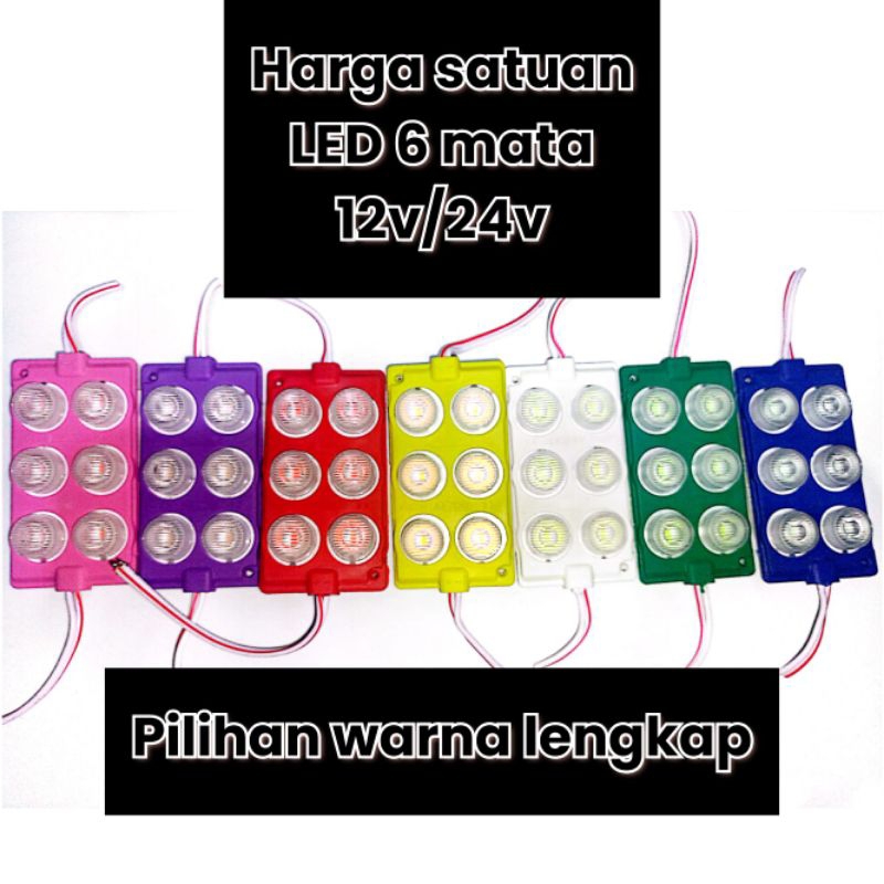 LED 6 mata (2x3) 24 volt 12 volt lampu kolong truk bus motor mobil LED variasi 6 mata