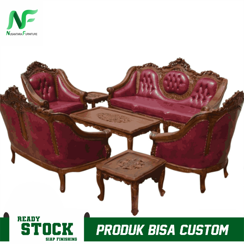SOFA KURSI MEJA TAMU JATI UKIR GANESHA VIRGINIA GANESA KLASIK ROMAWI SOFA RUANG TAMU FULL UKIR MEWAH