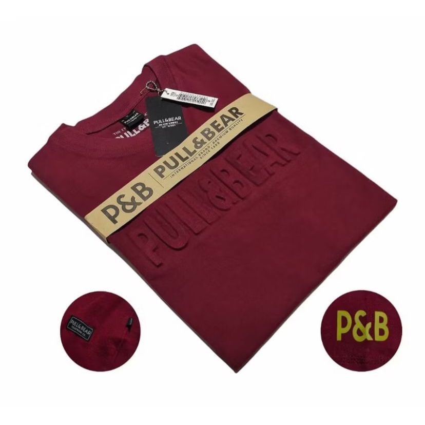 Cuci Gudang T-Shirt Kaos Sablon Timbul Pria Maroon Ukuran Jumbo M L XL XXL } T-Shirt Kaos Pull and B