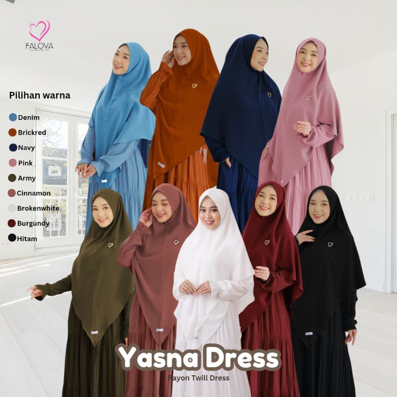 Yasna Dress Gamis Rayon Twill Premium by Falova