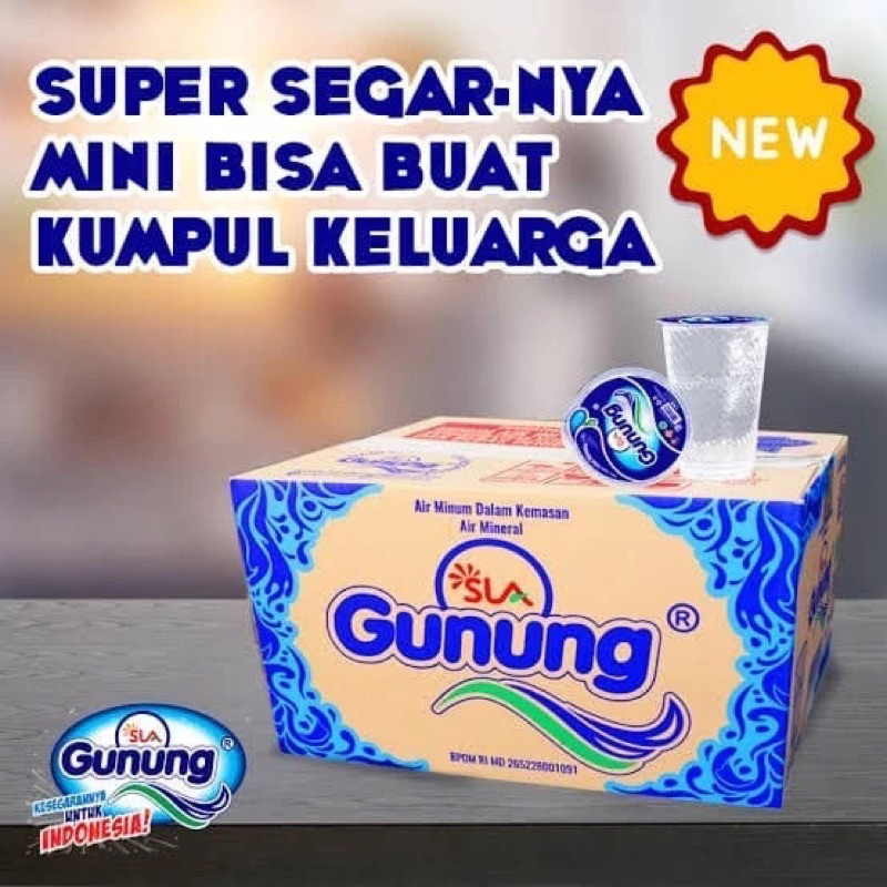 

air mineral SLA gunung (gelas) 220ml isi 48 pcs