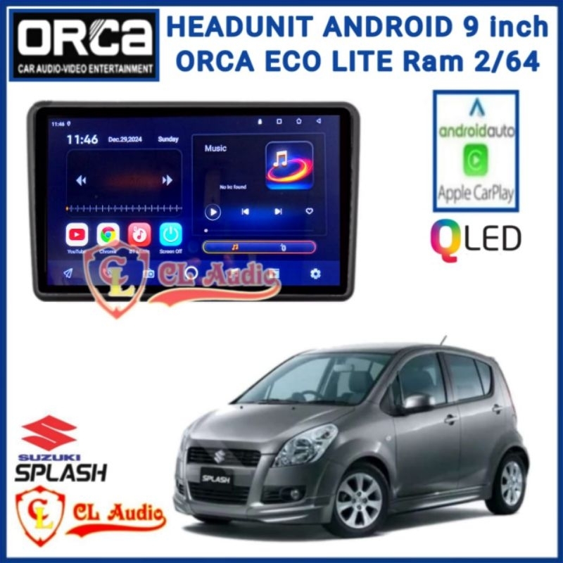 Head Unit Android Orca Eco Lite 9 Inch  Suzuki Splash Ram2/64GB Layar Qled