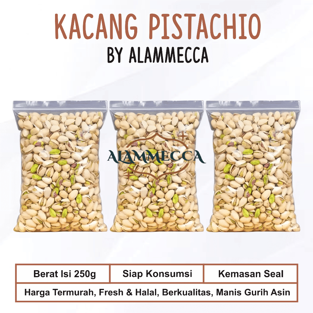

Jajan Lebaran Murah, Kacang Pistachio 250g By Alammecca, Fresh Halal Berkualitas
