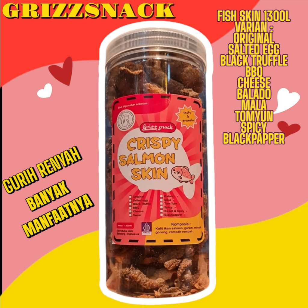 

Kerupuk Kulit Ikan Salmon 1300ml premium gurih poll!