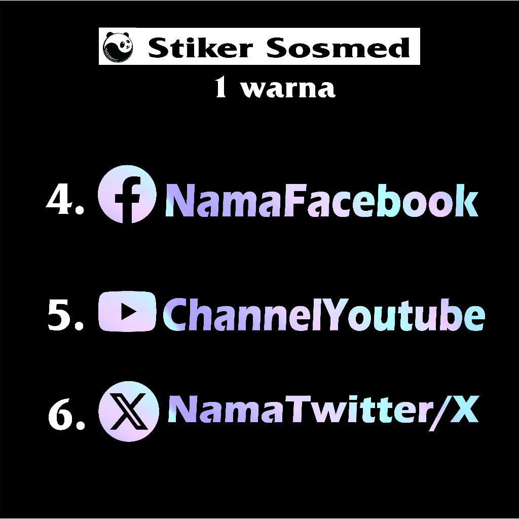 Stiker SOSMED HOLOGRAM CUSTOM LOGO + NAMA AKUN