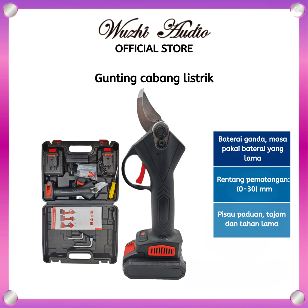 Gunting dahan elektrik Cordless brushless 3800W gunting dahan dan ranting 2 baterai