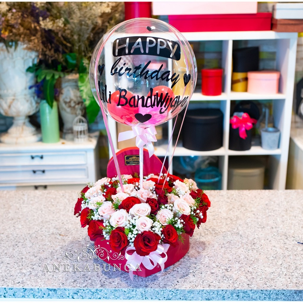 Bunga Asli Balon Baloon Fresh Flower Kado Birthday Hadiah Ulang Tahun Ultah Wedding Anniversary Kado