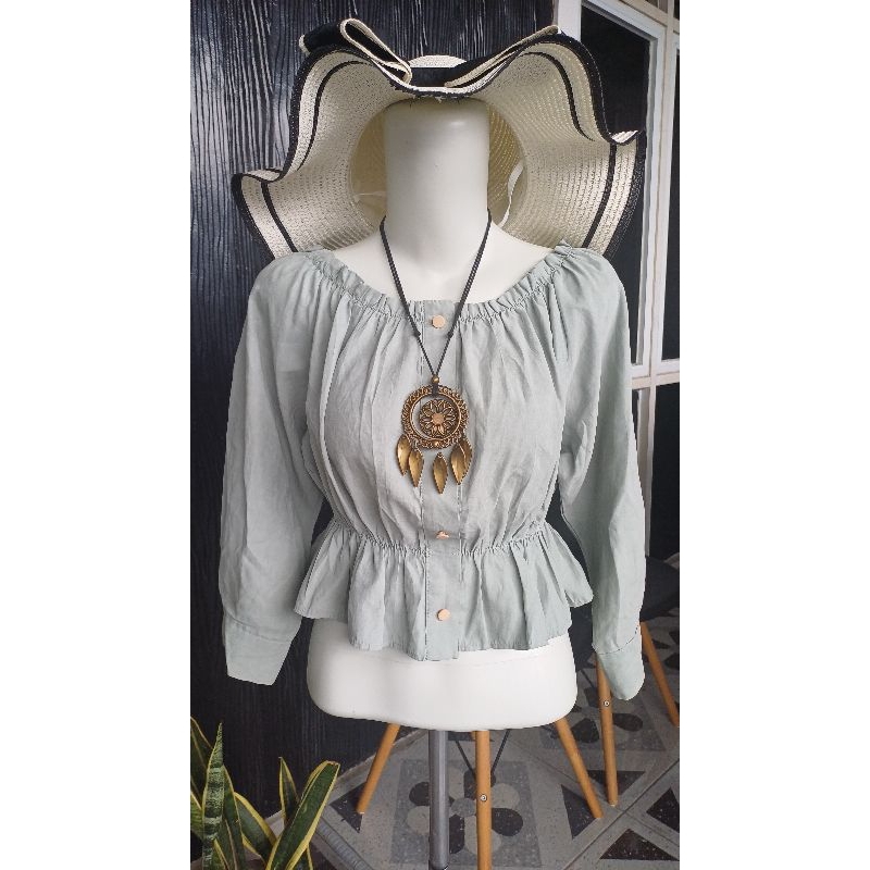 Atasan Crop Sage Soft Pinggang Karet PL