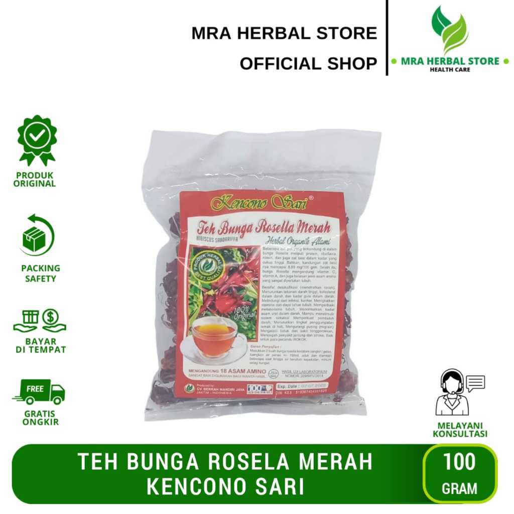 

Teh Bunga Rosella Merah Kencono Sari 100 gr ORIGINAL | Minuman Herbal Teh Bunga Rosela