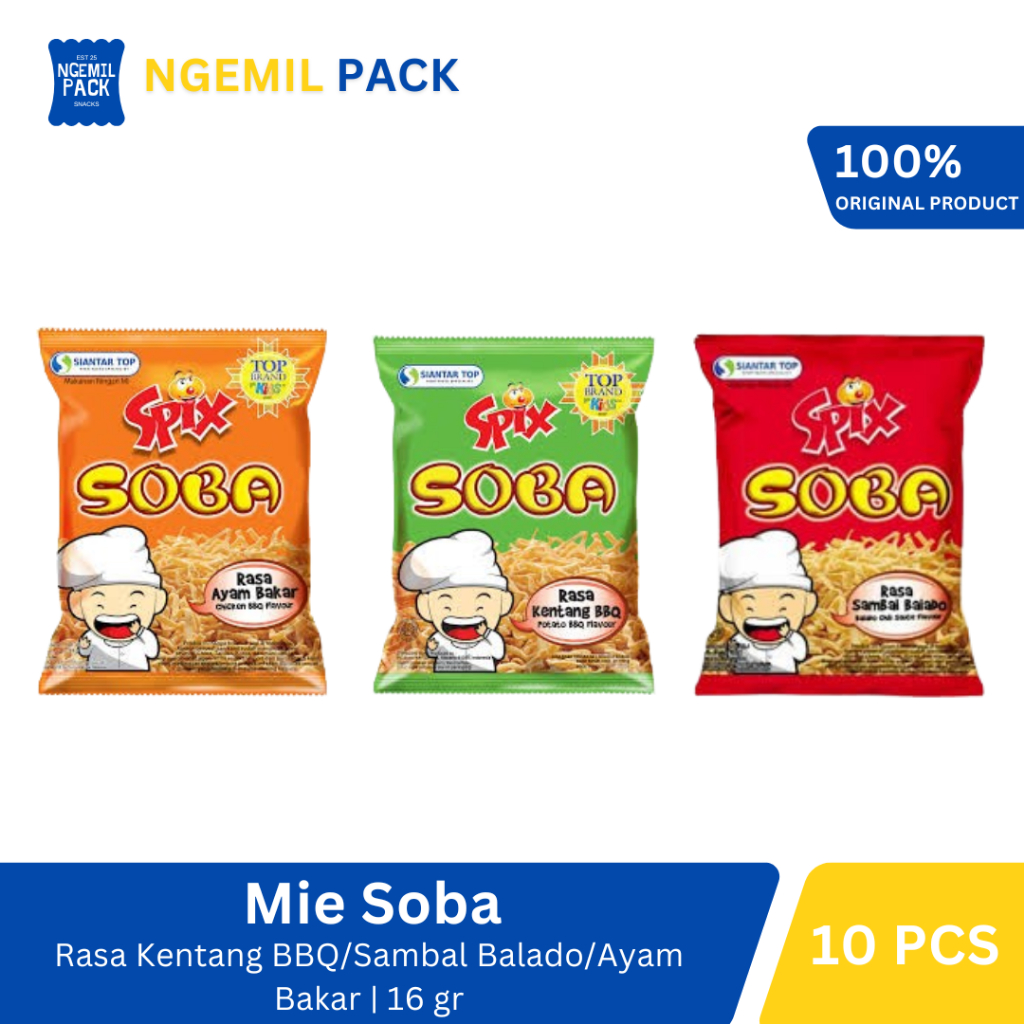 

Spix Soba Mie Potato BBQ/Sambal Balado/Ayam Bakar Isi 10pcs @16Gr