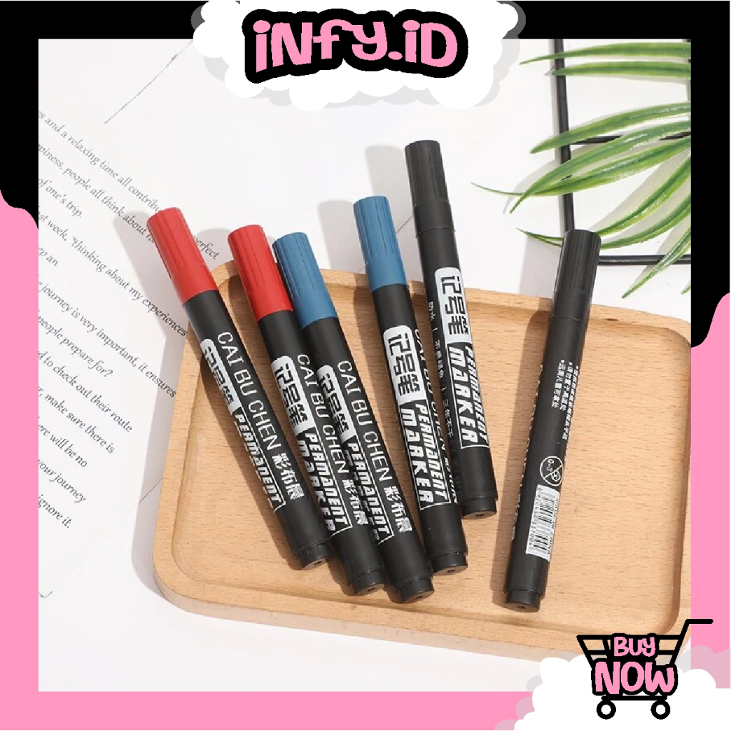 

INFY - Spidol Permanent Marker Permanen Tahan Air Alat Tulis Spidol Cepat Kering Tinta Minyak Hitam Biru Merah Tidak Pudar S051