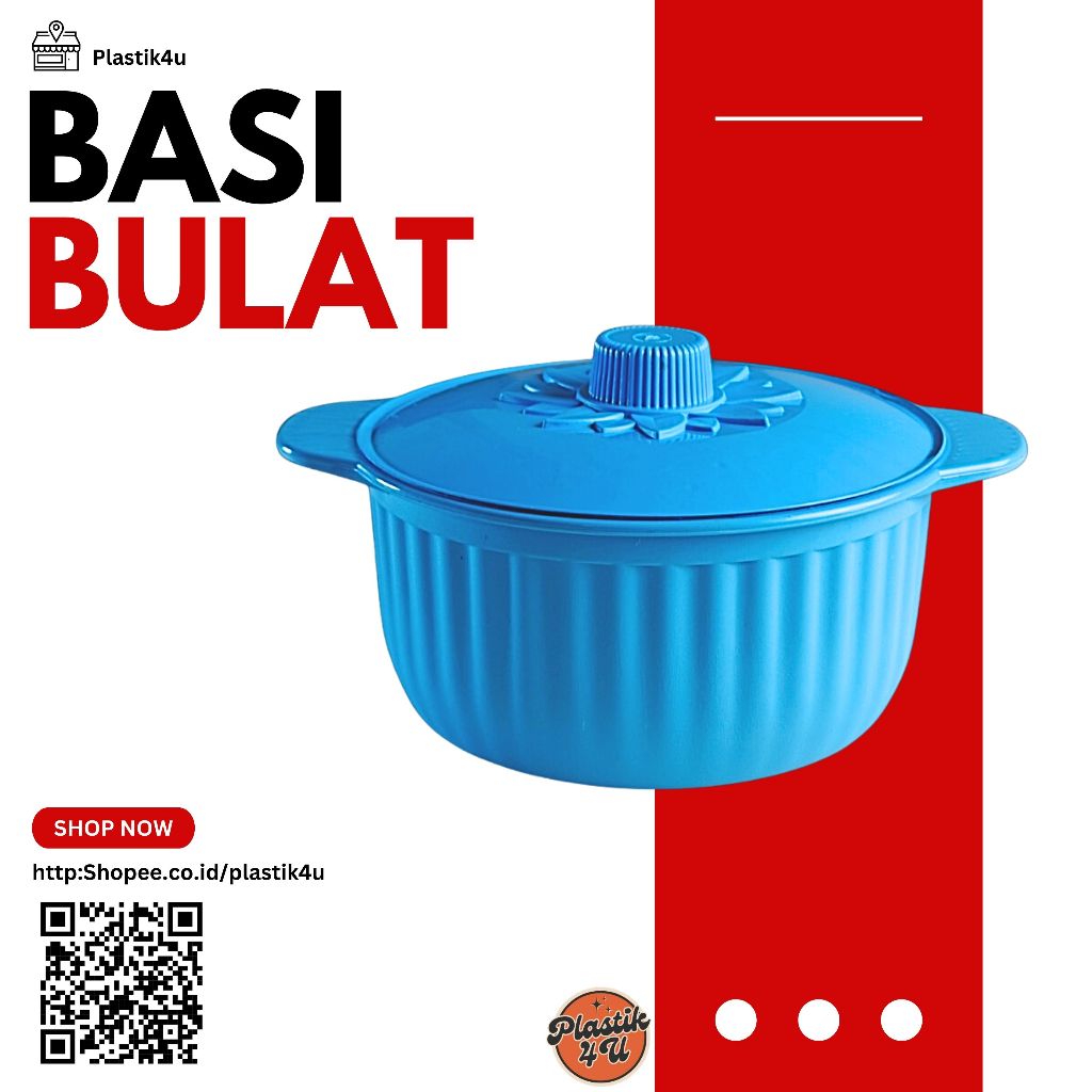 Basi Bulat Besar PlastikTempat Sayur Makanan Wadah Saji Prasmanan Mangkok Sop Plastik BPA Food Grade