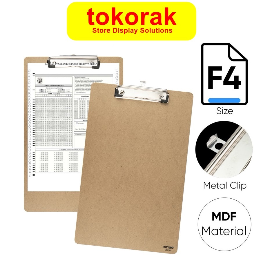 

CLIPBOARD F4 FOLIO JOYKO CLB 64 PAPAN JALAN ALAS UJIAN BOARD KAYU CLIP BOARD KLIP