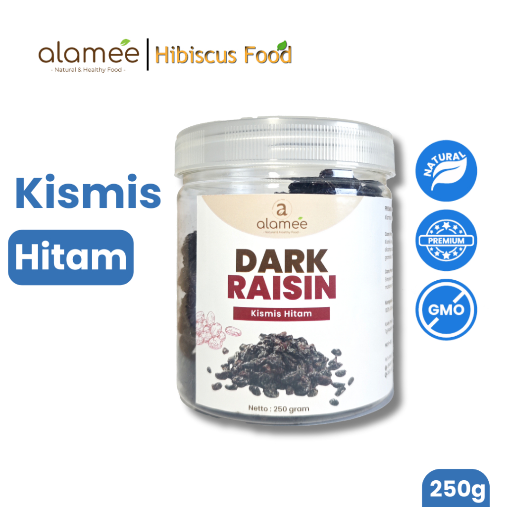 

ALAMEE Dark Raisin Cemilan Buah Sehat Kismis Hitam Manis Dried Fruit Black Raisin PREMIUM 250gr