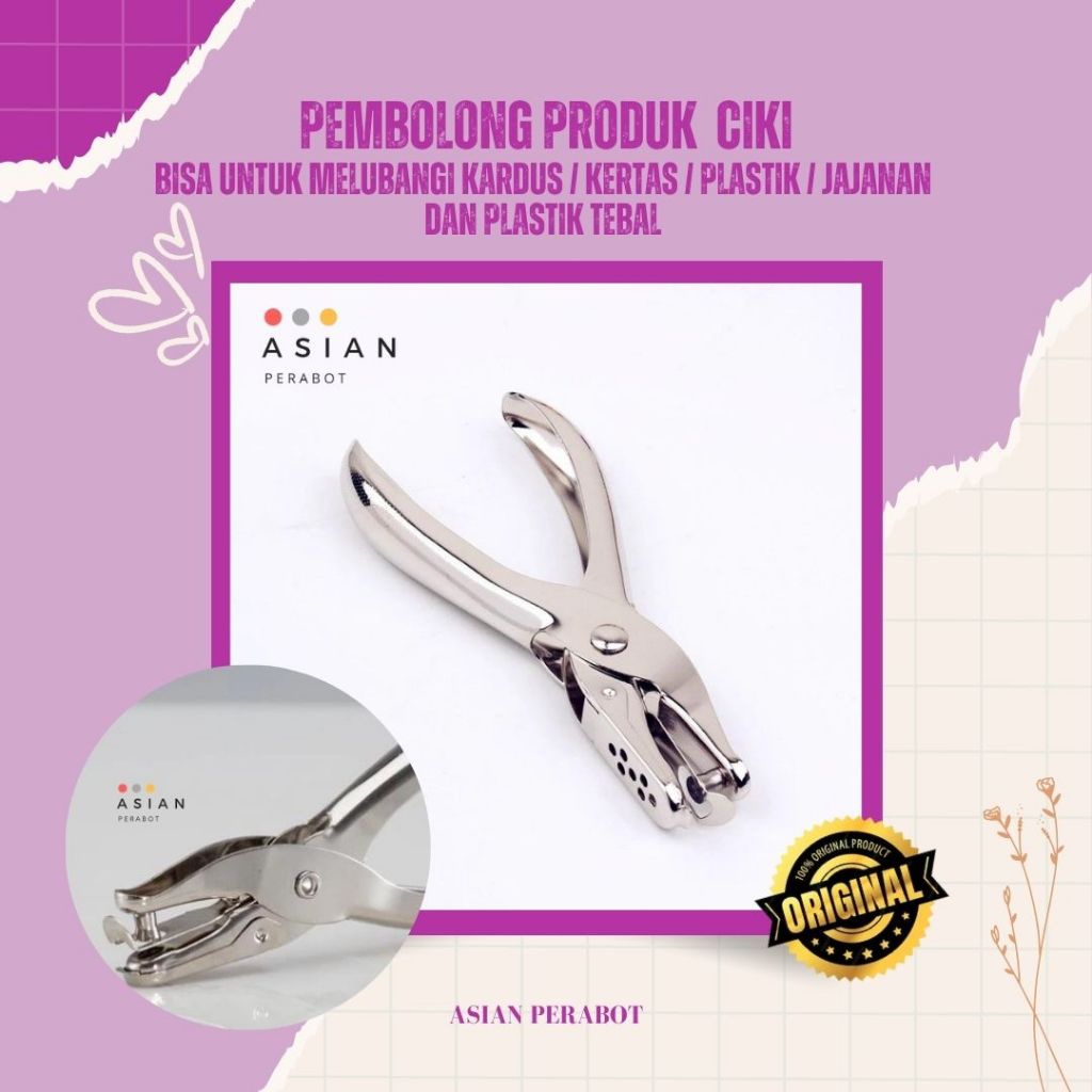 

KD - Ori PEMBOLONG KARDUS PLASTIK KERTAS CIKI JAJANAN dll Alat VIRAL TIKTOK pelubang kertas TEBAL SAMPAI 8 LEMBAR /pembolong 1 hole 1 Lubang /PUNCHER SATU LUBANG Punch One Hole / DIAMETER LUBANG 6mm - Asian perabot