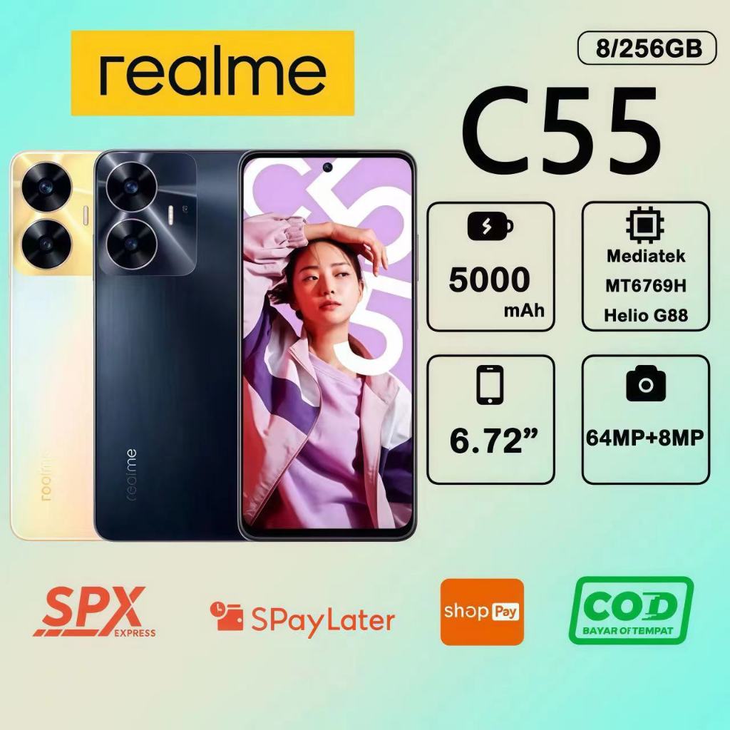 Realme C55 RAM 8GB/256GB Kamera belakang 64MP HP baru Garansi 1 tahun