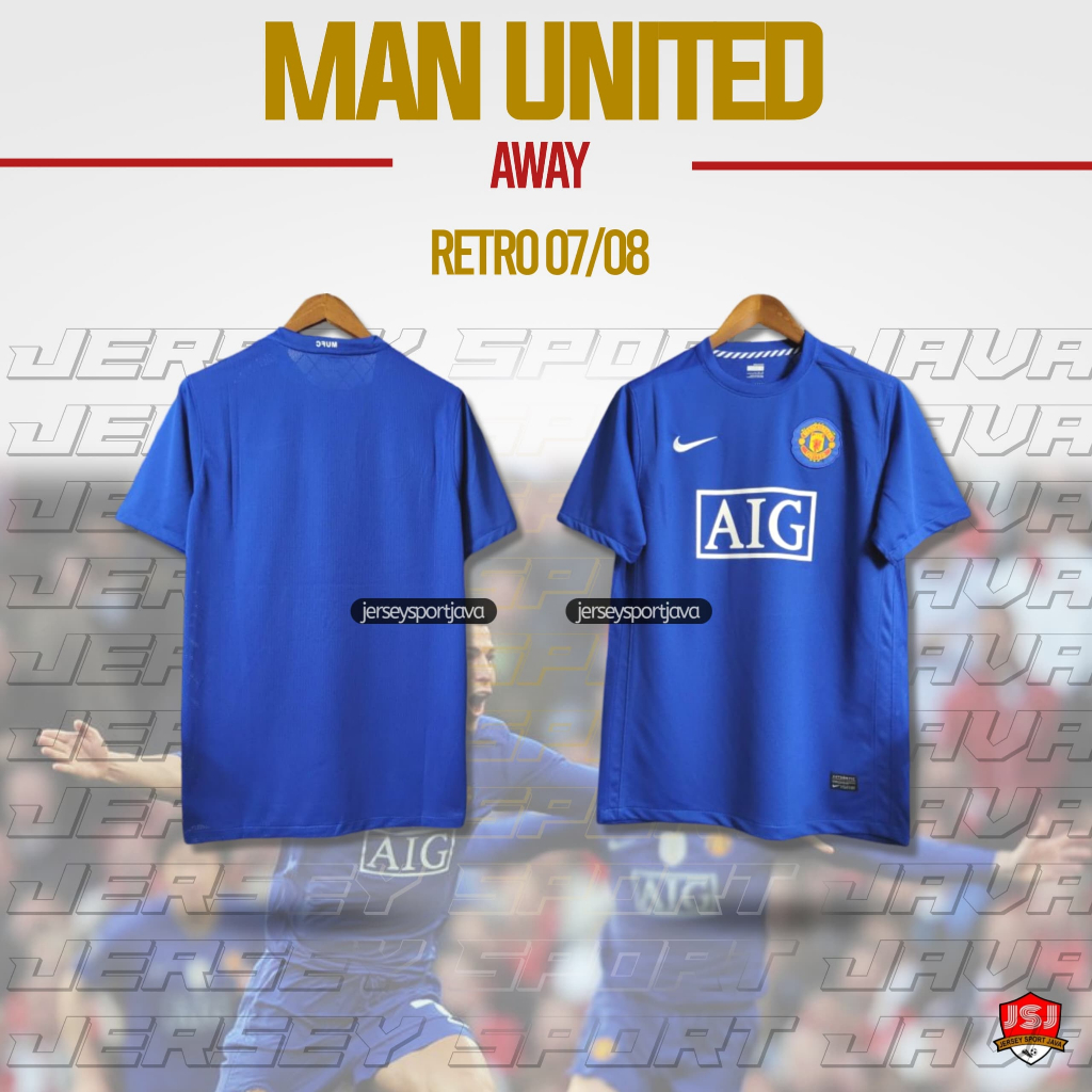 ( READY STOK ) JERSEY BAJU BOLA PRIA RETRO VINTAGE MU AIG BIRU 2007/2008 - HIGT QUALITY