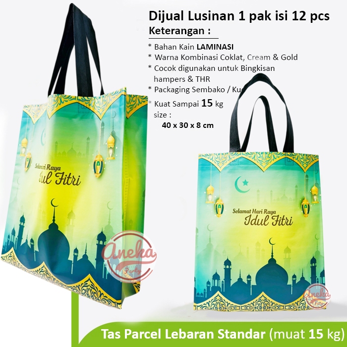 

(isi 12) Goodie bag lebaran laminasi elegant / kantong Idul Fitri Ramadhan / tas hampers sembako
