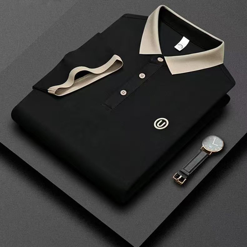 ORIGINAL Polo shirt pria hitam lengan pendek kemeja premium motif gombrong dewasa cowok casual kaos