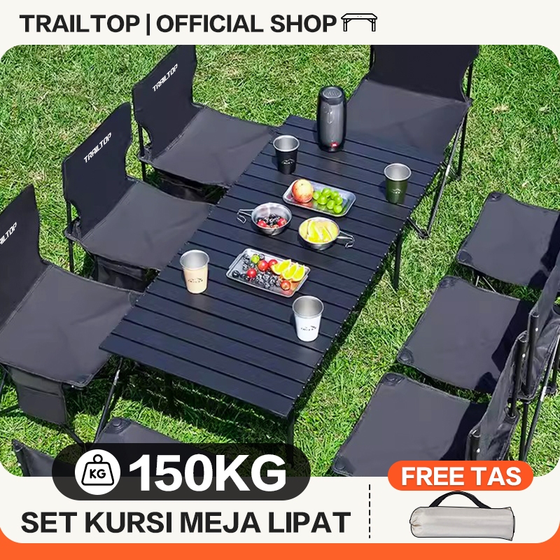 TrailTop Meja Kursi Lipat Outdoor 1 Set Meja Lipat Outdoor Dan Kursi Lipat Portable