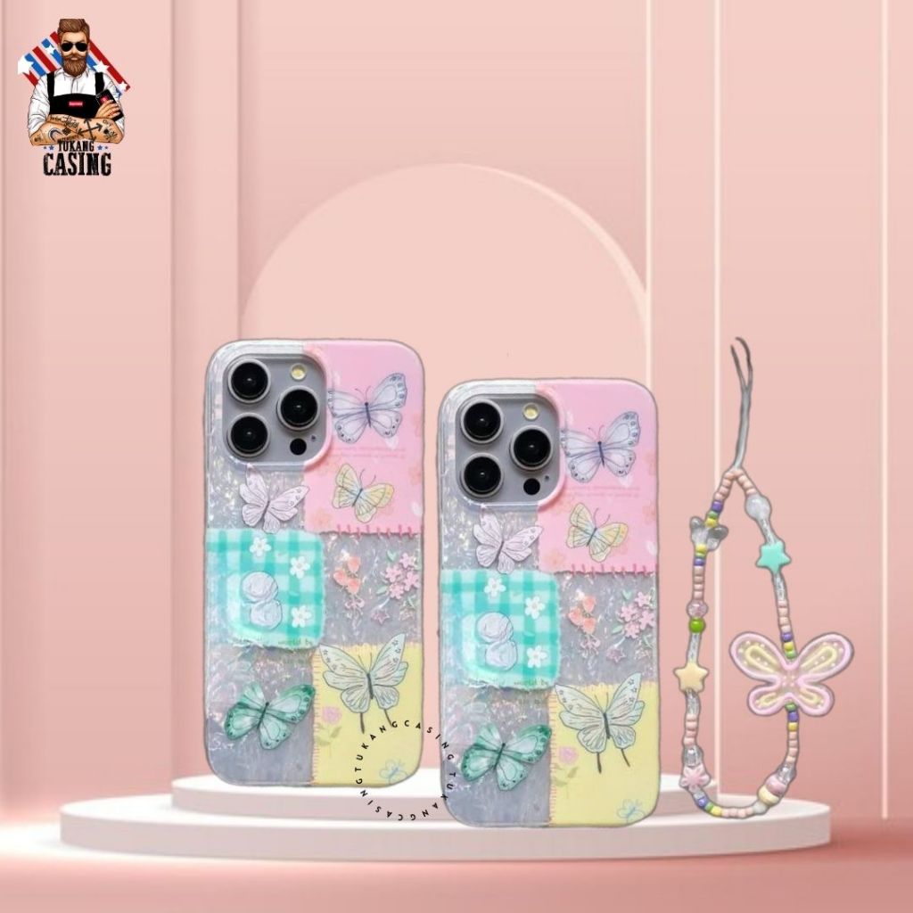 BUTTERFLY VINTAGE CHAIN TPU SOFT CASE CASING HP COMPATIBLE FOR IPHONE ( 12 12PRO 13 14 13PRO 12PROMA