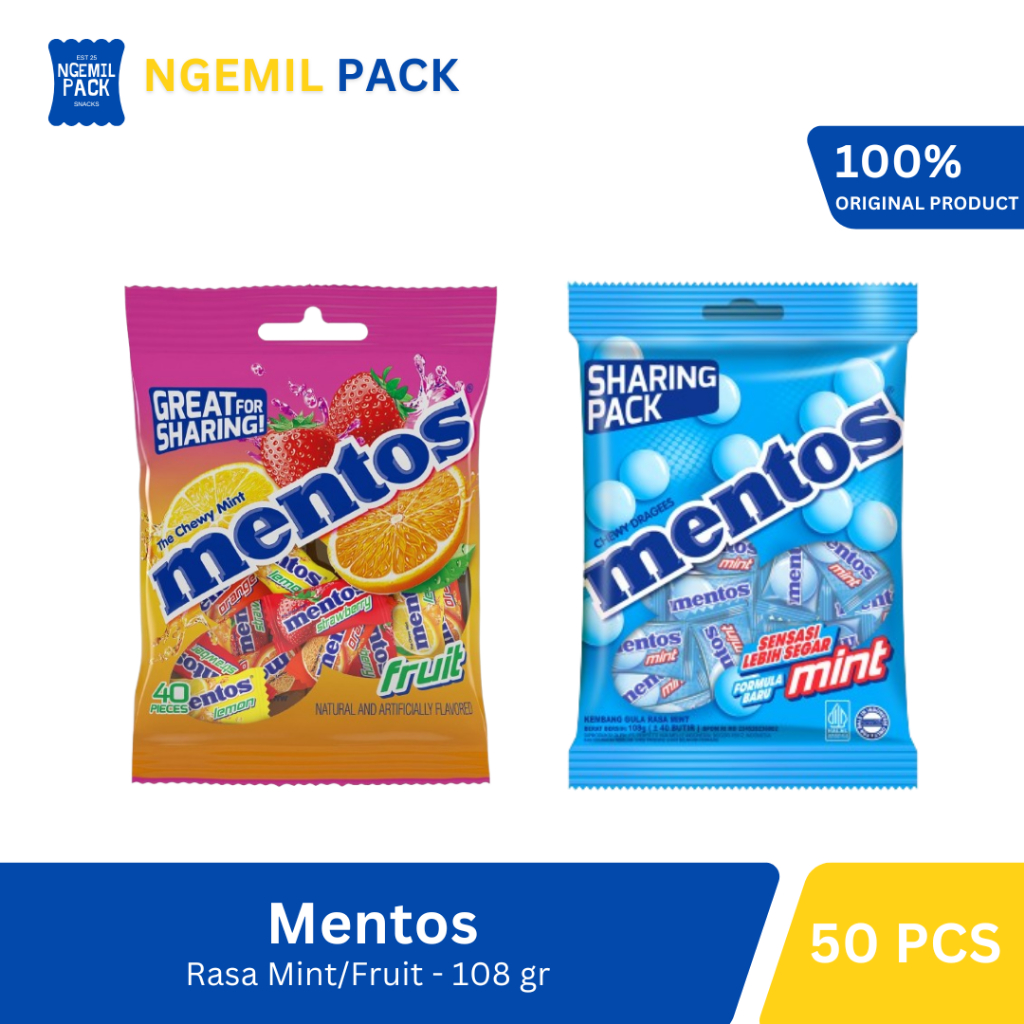 

Permen Mentos Mint/Fruit Isi 50pcs - 108Gr