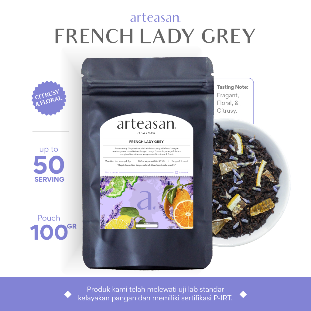 

French Lady Grey Tea - Tea Blend - Ukuran 100 g / Teh Lady Grey / Loose Leaf Tea