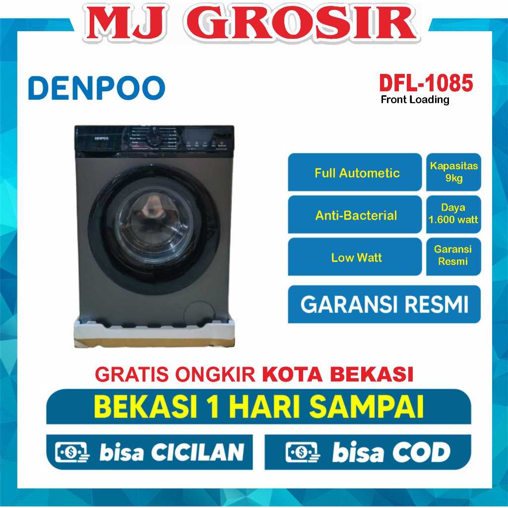 MESIN CUCI FRONT LOADING DENPOO DFL 1085 9KG DFL1085 9 KG 1 TABUNG