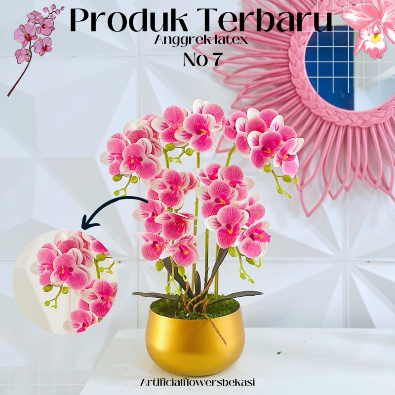 Rangkain anggrek latex vas gold bunga anggrek lateks anggrek artificial bunga orchid