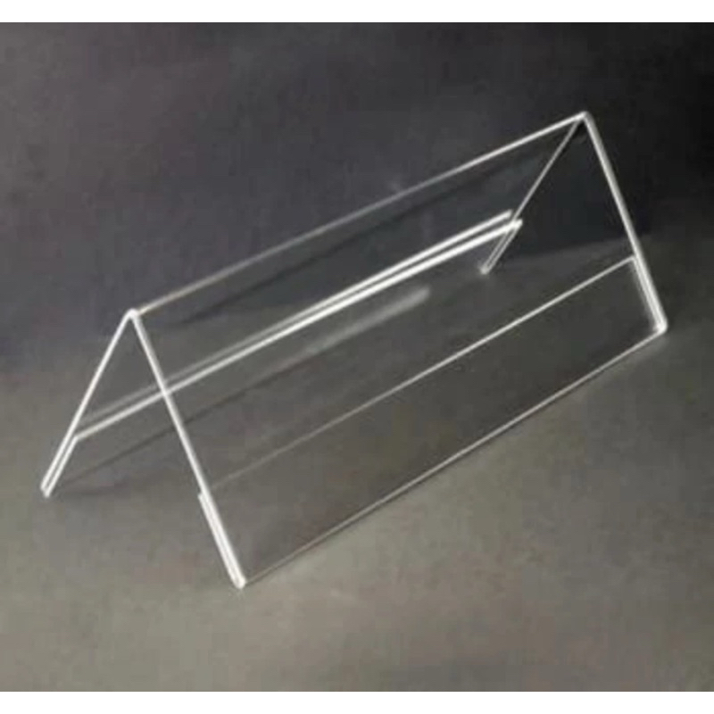 

Acrylic 2mm segitiga selipan kertas nama/produk/reserved ukuran 15 cm x 30 cm