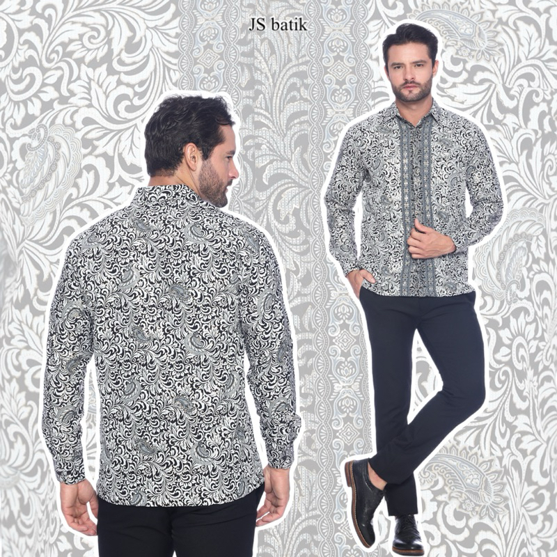 JSBATIK SET Couple Kemeja Batik Pria Motif Printing Bahan SemiSutra Prada Batik Kondangan Batik Lapi