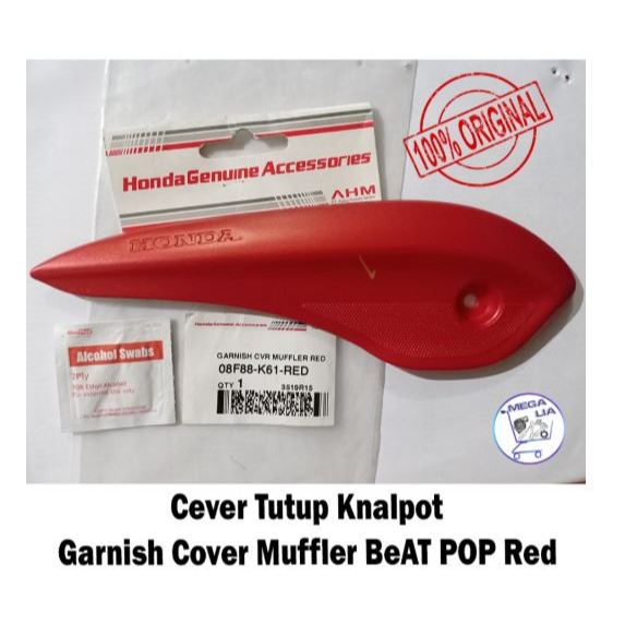08F88-K61-RED Cover Garnish Muffler Pelindung Tameng Knalpot Beat POP K61 Silver dan Merah Original