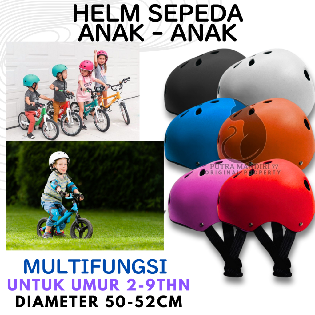 Helm sepeda Polos murah berkualitas terbaru Untuk anak kecil Bermain skateboard Sepeda BMX kids Hadi