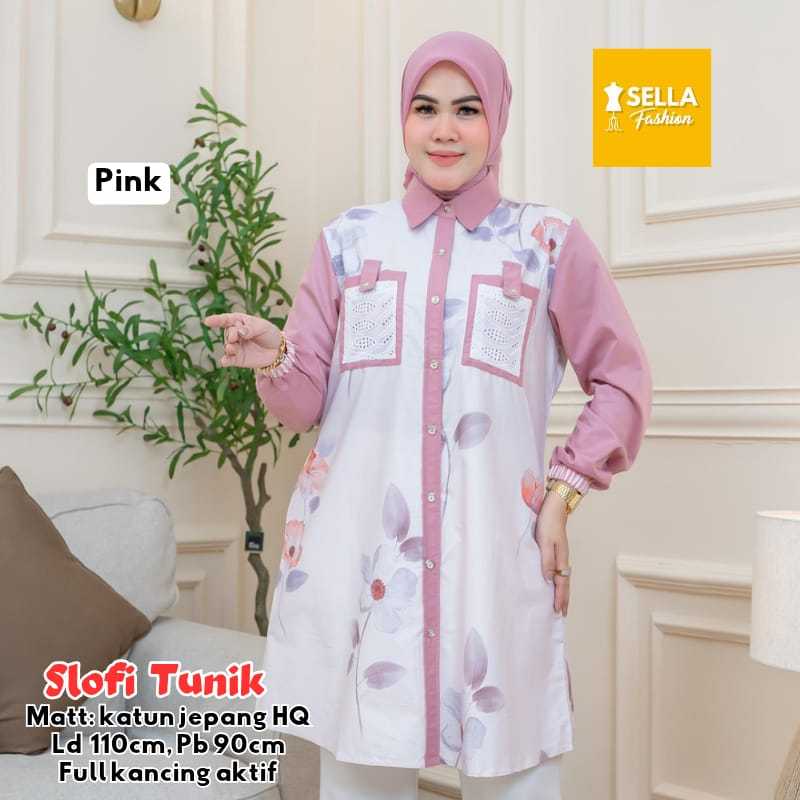 Slofi Tunik Cantik Motif Bunga - Elegan Look