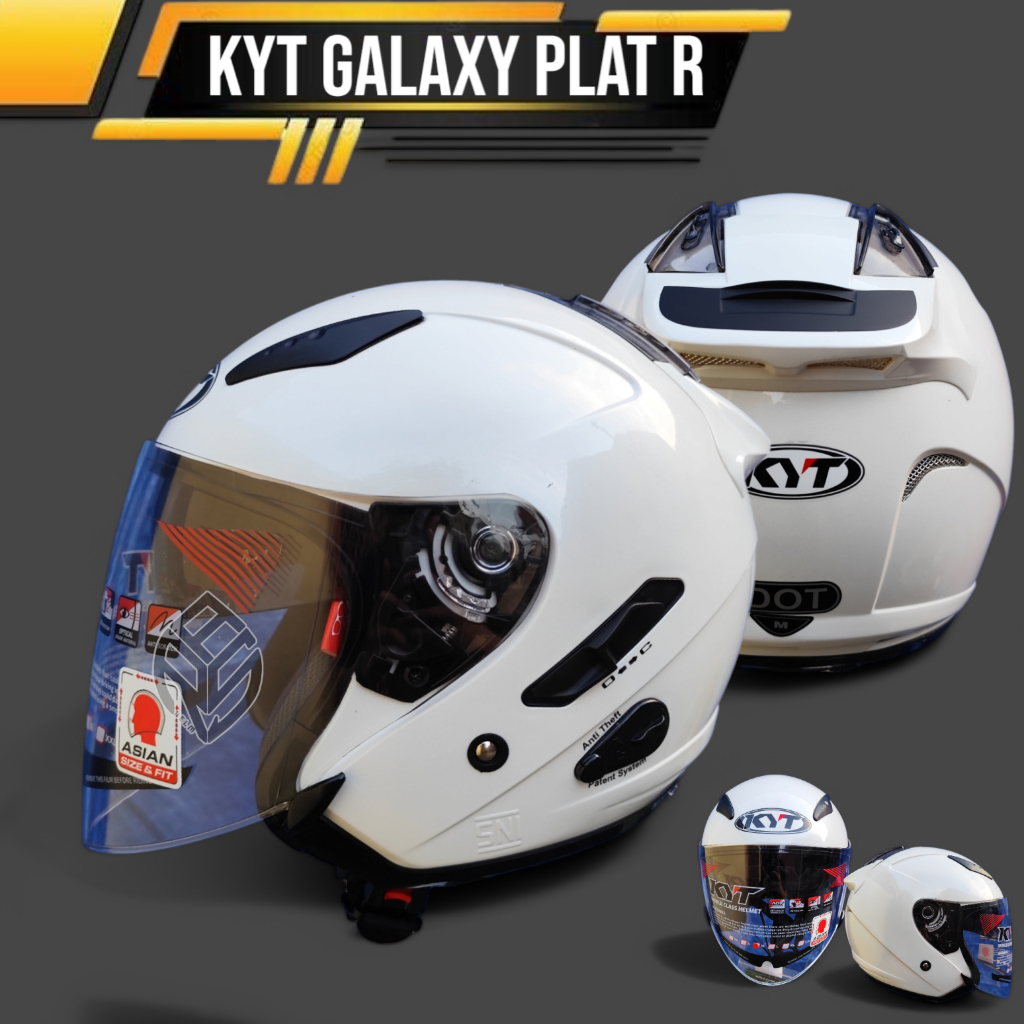 HELM KYT GALAXY FLAT R WHITE SOLID | HELM DOUBLE VISOR