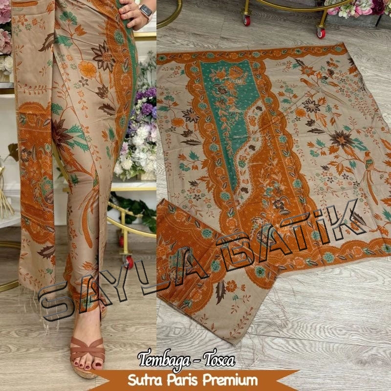 Kamen Paris ATBM Bali Sopal Warna Tembaga Tosca Set Selendang Kebaya Wisuda Elegan