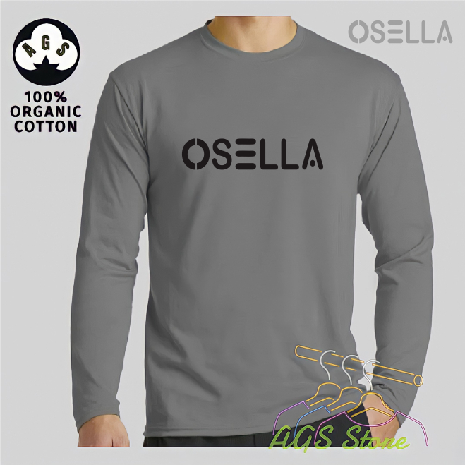 Kaos Distro Osella Text Premium Black Lengan Panjang T-Shir Pria Dan Wanita