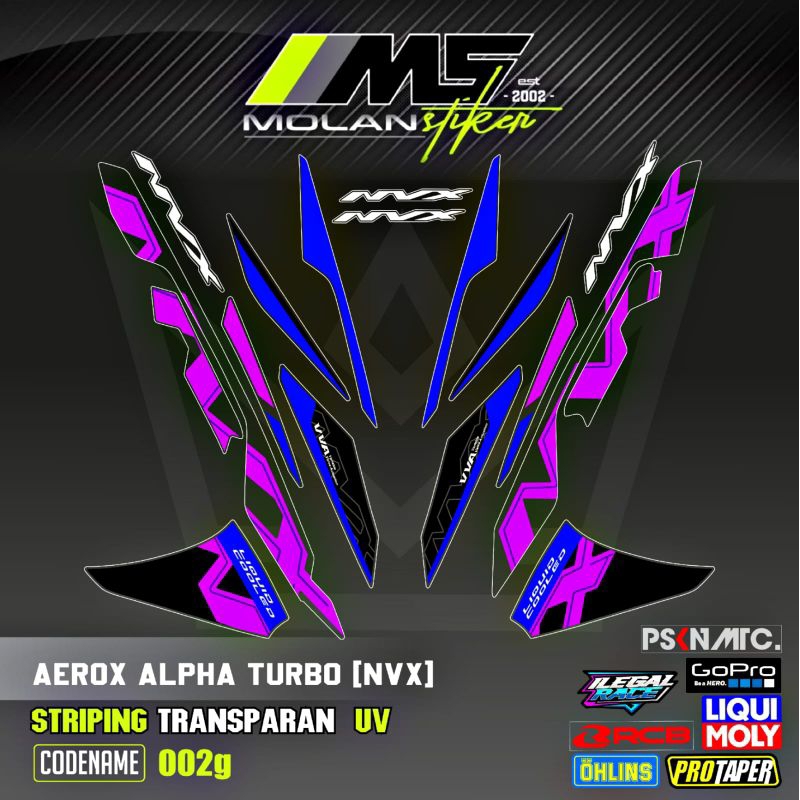 Decal Sticker Striping Variasi Transparan Uv All New Aerox Alpha Cyber City 2025 NVX Aerox Turbo Cyb