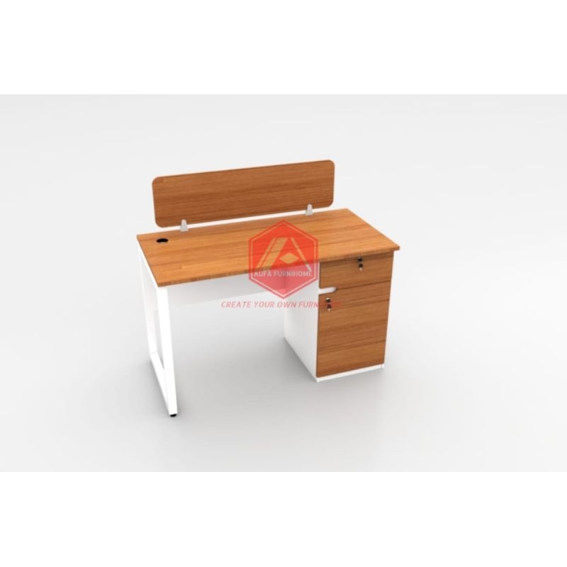 AUFA Meja Kantor Partisi dengan Rak Laci Pintu Bawah Meja