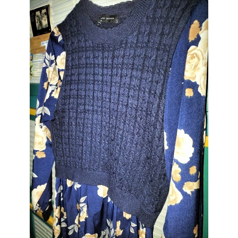 PRELOVED MIDI ZARA WOMEN MIDI DRESS RAJUT MIX KATUN MIDI DRESS KEKINIAN MIDI DRESS BUNGA BUNGA
