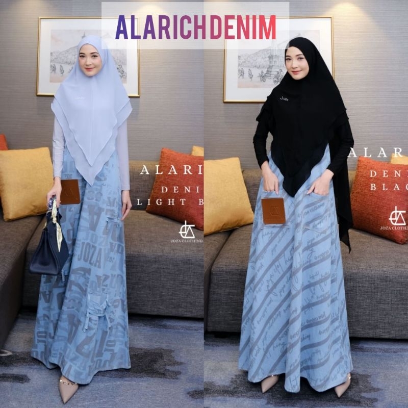 PO 5MINGGU ALARICH DENIM SERIES SET KHIMAR GAMIS DRESS DAILY SYARI BY JOZA CLOTHING