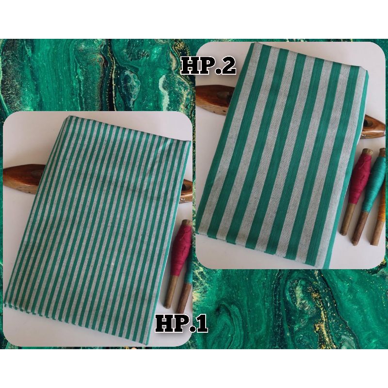 Kain Lurik Hijau Tosca blok Putih