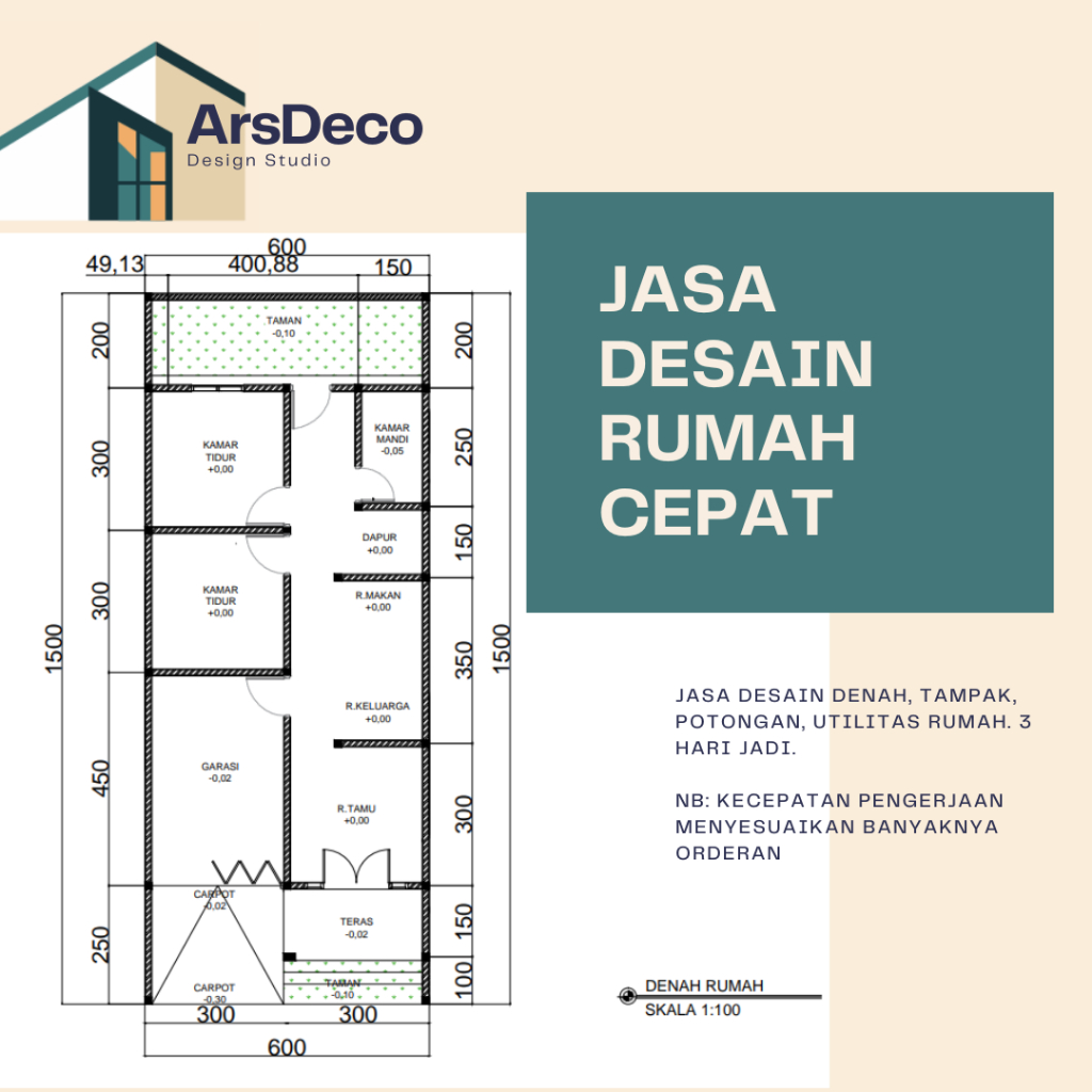 JASA DESAIN RUMAH ARSITEKTUR SIPIL MURAH AUTOCAD 2D DENAH UTILITAS