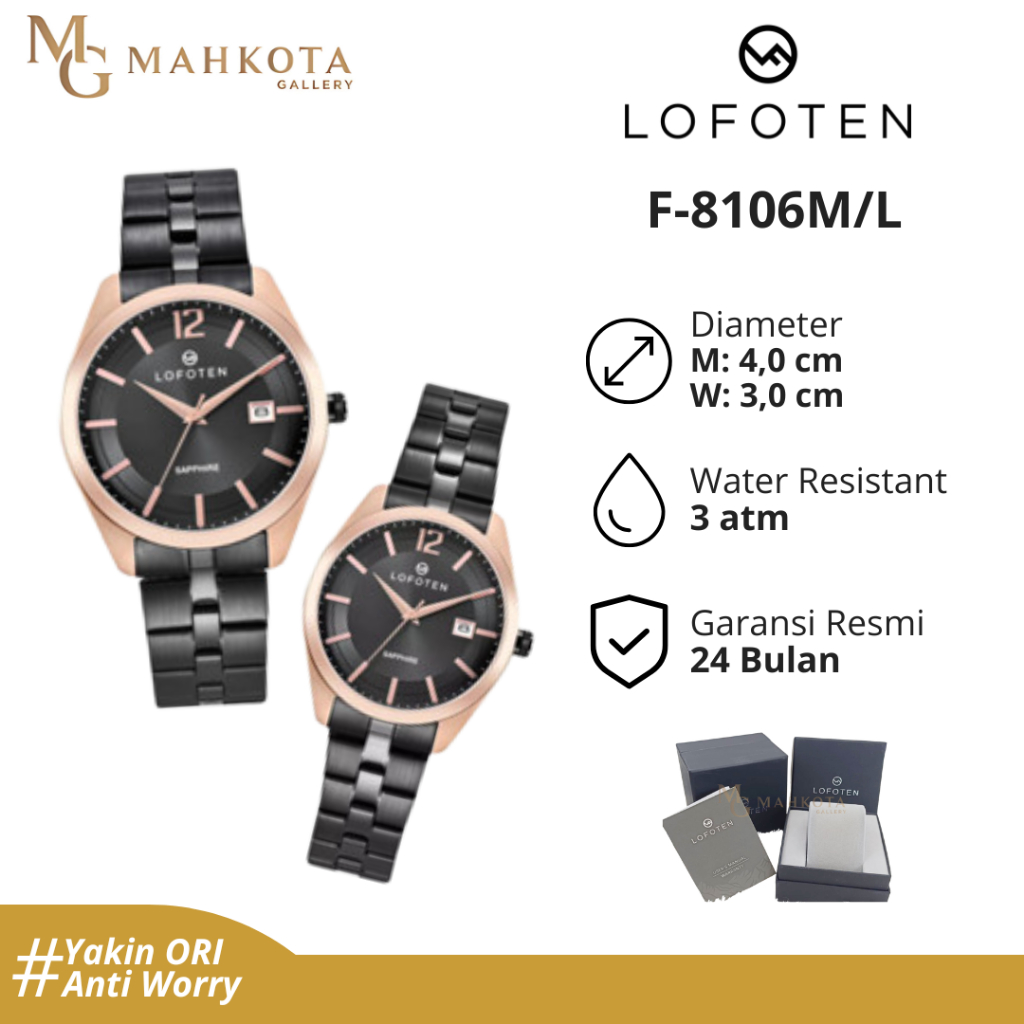 Jam Tangan Couple Lofoten F-8106M dan F-8106L Original dan Bergaransi Jam Tangan Palembang