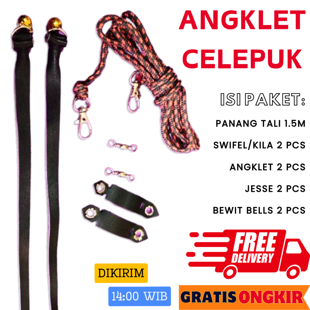 Ha Anklet celepuk/tali kaki burung hantu bahan kulit/fullset