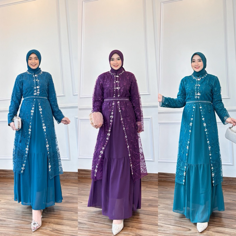 Set Hijab Dress Tile Outer