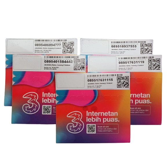Kartu Perdana Kuota Tri 3GB Internet - JABODETABEK